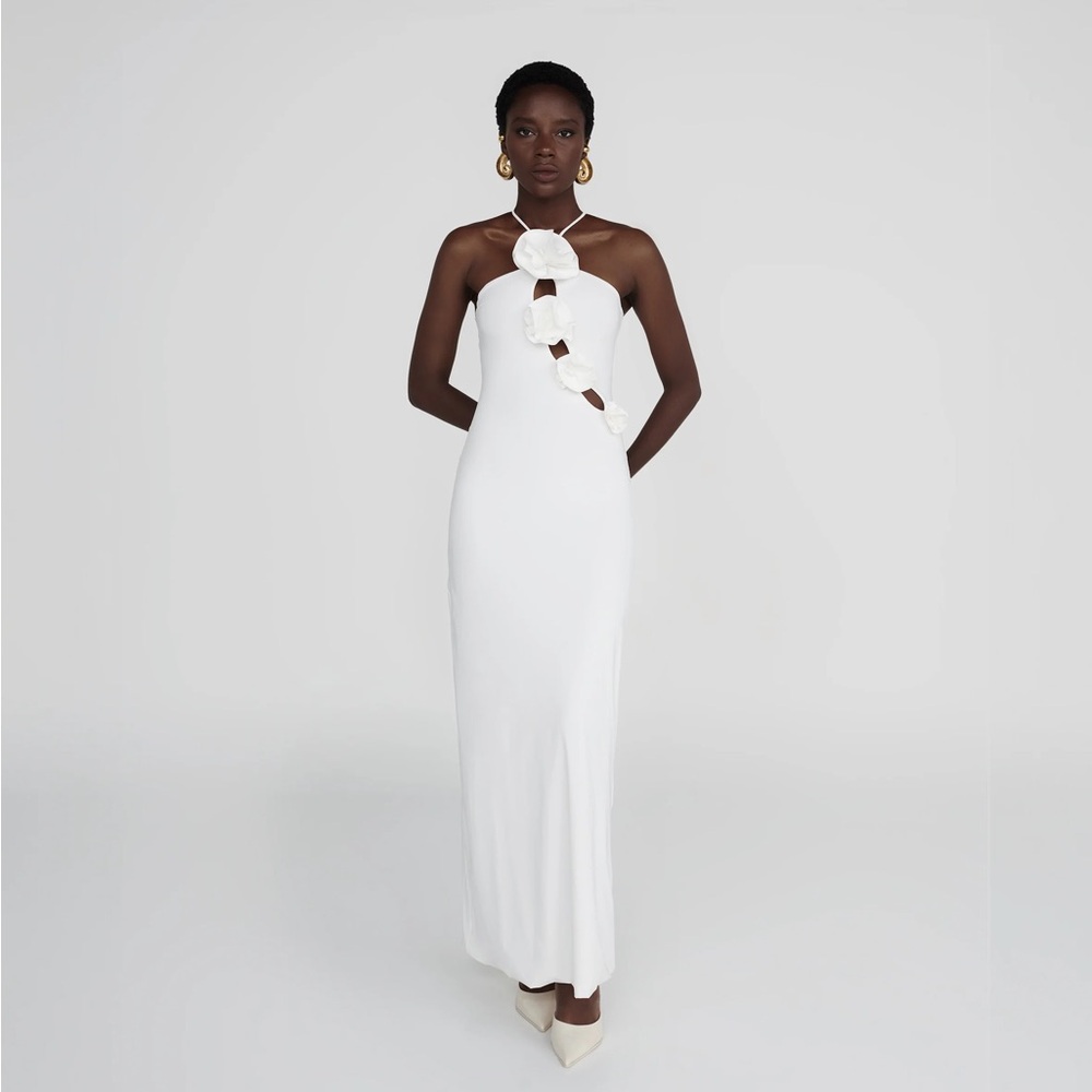 Elegant White Halter Maxi Dress